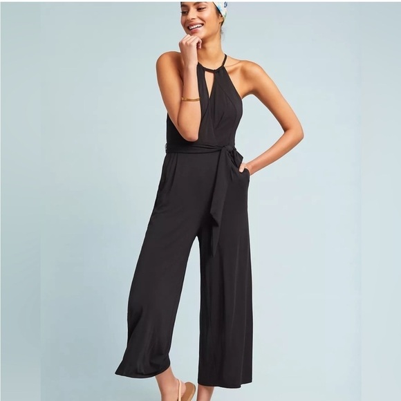 Maeve Anthropolgie Corinna Black Halter Jumpsuit Size XS - Picture 1 of 10